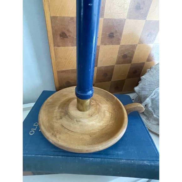 Vintage Handmade in Maine Pine Wooden Candstick Holder - Picture 3 of 7